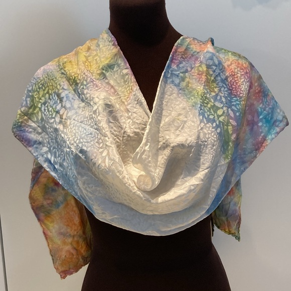 Handmade silk scarf tie dye textured hand rolled pastels - Picture 5 of 17